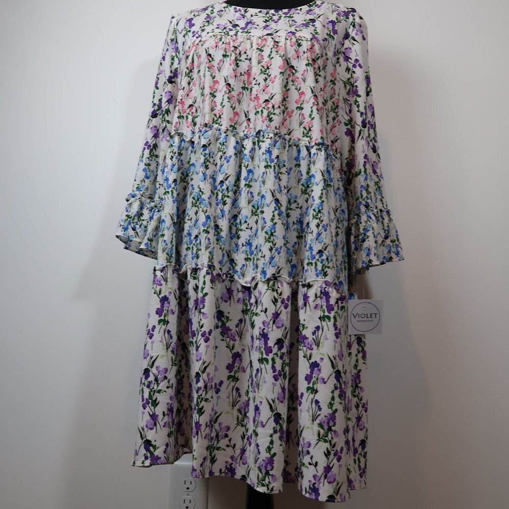 Violet Weekend Floral Cottagecore Dress XL